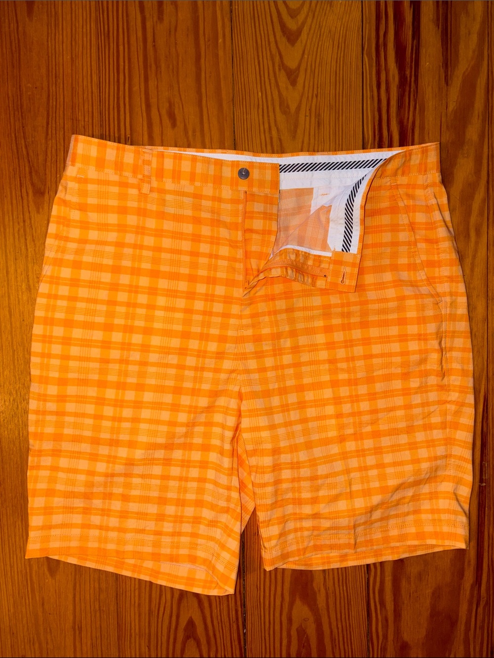 Bright Orange Plaid Men's Shorts